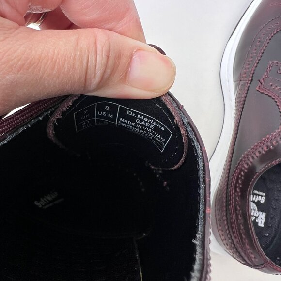 Dr. Martens Gabes Wingtip Oxford Shoes – Men’s 8 / Women’s 9 – Burgundy Leather - Picture 7 of 7